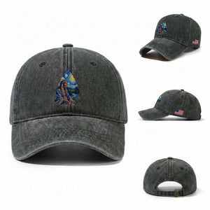 Native American Arrowhead Hunter Starry Night Washed Cotton Baseball Cap
