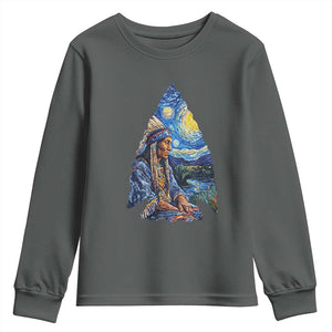 Native American Arrowhead Hunter Starry Night Youth Sweatshirt
