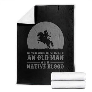 Never Underestimate An Old Man Native American Warrior Throw Blanket