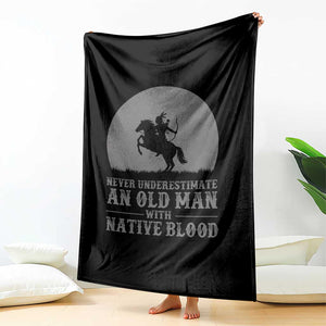 Never Underestimate An Old Man Native American Warrior Throw Blanket
