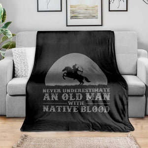 Never Underestimate An Old Man Native American Warrior Throw Blanket