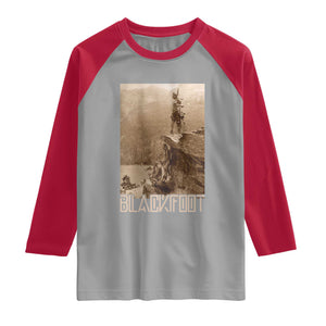 Blackfoot Native American Indians At Glacier National Park Raglan Shirt