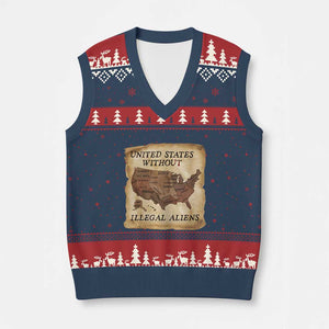 United States Without Illegal Aliens V-Neck Knit Sweater Vest Native Land Map
