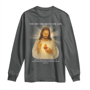 Jesus Christian Christmas Long Sleeve Shirt Cross Bible Verse Inspirational TS14 Dark Heather Print Your Wear