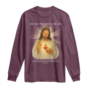 Jesus Christian Christmas Long Sleeve Shirt Cross Bible Verse Inspirational TS14 Maroon Print Your Wear