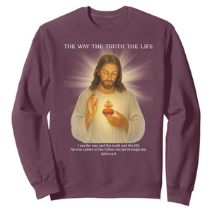 Jesus Christian Christmas Sweatshirt Cross Bible Verse Inspirational TS14 Maroon Print Your Wear
