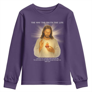 Jesus Christian Christmas Youth Sweatshirt Cross Bible Verse Inspirational TS14 Purple Print Your Wear