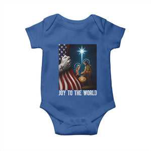 Jesus Christian Baby Onesie American Flag Joy To The World Christmas TS14 Royal Blue Print Your Wear