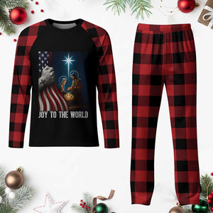 Jesus Christian Plaid Pajama Set American Flag Joy To The World Christmas TS14 Buffalo Plaid Print Your Wear