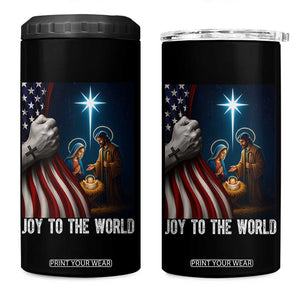 Jesus Christian 4 in 1 Can Cooler Tumbler American Flag Joy To The World Christmas TS14 One Size: 16 oz Black Print Your Wear