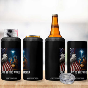 Jesus Christian 4 in 1 Can Cooler Tumbler American Flag Joy To The World Christmas TS14 Print Your Wear