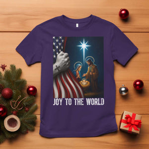 Jesus Christian T Shirt American Flag Joy To The World Christmas TS14 Purple Print Your Wear