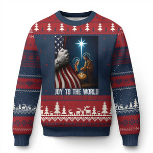 Jesus Christian Ugly Christmas Sweater American Flag Joy To The World Xmas TS14 Navy Red Print Your Wear