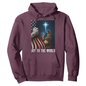 Jesus Christian Hoodie American Flag Joy To The World Christmas TS14 Maroon Print Your Wear