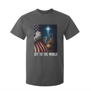 Jesus Christian T Shirt For Kid American Flag Joy To The World Christmas TS14 Dark Heather Print Your Wear