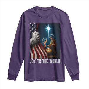 Jesus Christian Long Sleeve Shirt American Flag Joy To The World Christmas TS14 Purple Print Your Wear