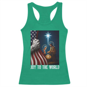 Jesus Christian Racerback Tank Top American Flag Joy To The World Christmas TS14 Irish Green Print Your Wear