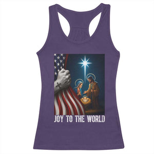 Jesus Christian Racerback Tank Top American Flag Joy To The World Christmas TS14 Purple Print Your Wear