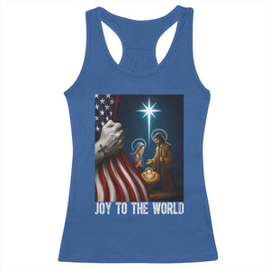 Jesus Christian Racerback Tank Top American Flag Joy To The World Christmas TS14 Royal Blue Print Your Wear