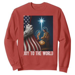 Jesus Christian Sweatshirt American Flag Joy To The World Christmas TS14 Red Print Your Wear