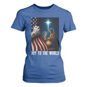Jesus Christian T Shirt For Women American Flag Joy To The World Christmas TS14 Royal Blue Print Your Wear