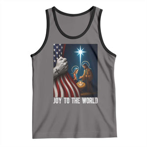 Jesus Christian Tank Top American Flag Joy To The World Christmas TS14 Deep Heather Black Print Your Wear