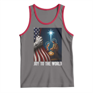 Jesus Christian Tank Top American Flag Joy To The World Christmas TS14 Deep Heather Red Print Your Wear