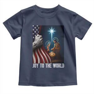 Jesus Christian Toddler T Shirt American Flag Joy To The World Christmas TS14 Navy Print Your Wear