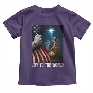 Jesus Christian Toddler T Shirt American Flag Joy To The World Christmas TS14 Purple Print Your Wear