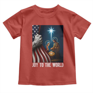 Jesus Christian Toddler T Shirt American Flag Joy To The World Christmas TS14 Red Print Your Wear