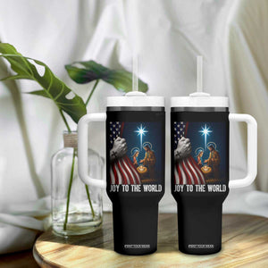 Jesus Christian Tumbler With Handle American Flag Joy To The World Christmas TS14 Print Your Wear
