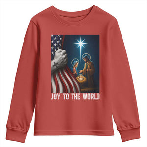 Jesus Christian Youth Sweatshirt American Flag Joy To The World Christmas TS14 Red Print Your Wear