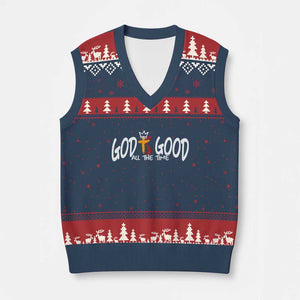 Jesus Christian V-Neck Knit Sweater Vest God Is Good All The Time TS14 Navy Red Print Your Wear