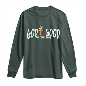 Jesus Christian Long Sleeve Shirt God Is Good All The Time TS14 Dark Forest Green Print Your Wear