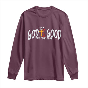 Jesus Christian Long Sleeve Shirt God Is Good All The Time TS14 Maroon Print Your Wear