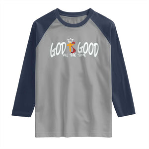 Jesus Christian Raglan Shirt God Is Good All The Time TS14 Sport Gray Navy Print Your Wear