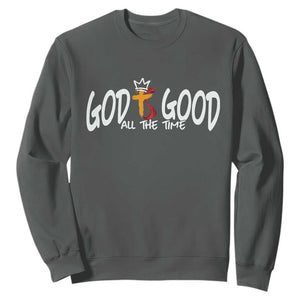 Jesus Christian Sweatshirt God Is Good All The Time TS14 Dark Heather Print Your Wear
