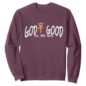 Jesus Christian Sweatshirt God Is Good All The Time TS14 Maroon Print Your Wear