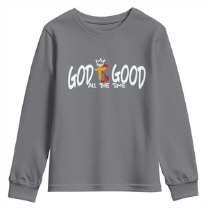 Jesus Christian Youth Sweatshirt God Is Good All The Time TS14 Charcoal Print Your Wear