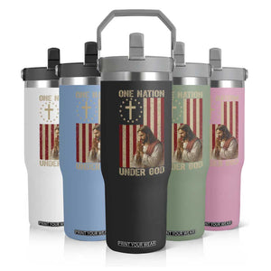 Jesus Christian Flip Straw Tumbler One Nation Under God TS14 Print Your Wear