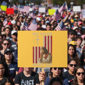 Jesus Christian Protest Sign One Nation Under God TS14 Horizontal 18" × 24" Yellow Print Your Wear