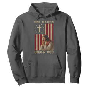 Jesus Christian Hoodie One Nation Under God TS14 Dark Heather Print Your Wear