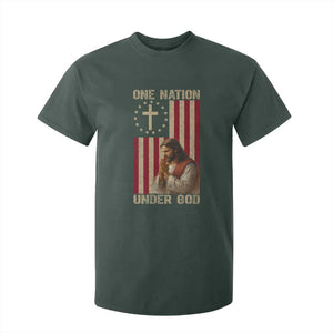 Jesus Christian T Shirt For Kid One Nation Under God TS14 Dark Forest Green Print Your Wear