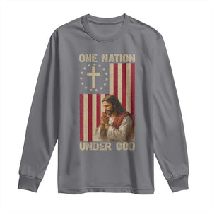 Jesus Christian Long Sleeve Shirt One Nation Under God TS14 Charcoal Print Your Wear