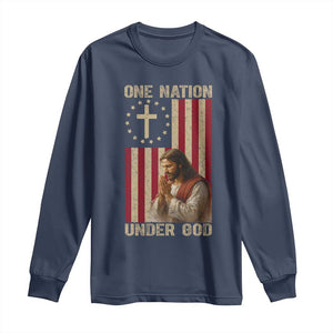 Jesus Christian Long Sleeve Shirt One Nation Under God TS14 Navy Print Your Wear