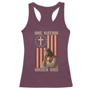 Jesus Christian Racerback Tank Top One Nation Under God TS14 Maroon Print Your Wear