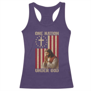 Jesus Christian Racerback Tank Top One Nation Under God TS14 Purple Print Your Wear