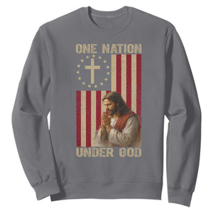 Jesus Christian Sweatshirt One Nation Under God TS14 Charcoal Print Your Wear