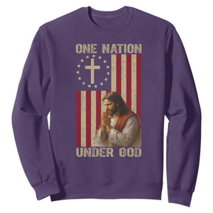 Jesus Christian Sweatshirt One Nation Under God TS14 Purple Print Your Wear
