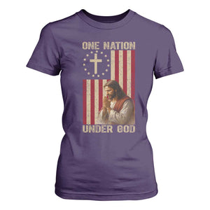 Jesus Christian T Shirt For Women One Nation Under God TS14 Purple Print Your Wear
